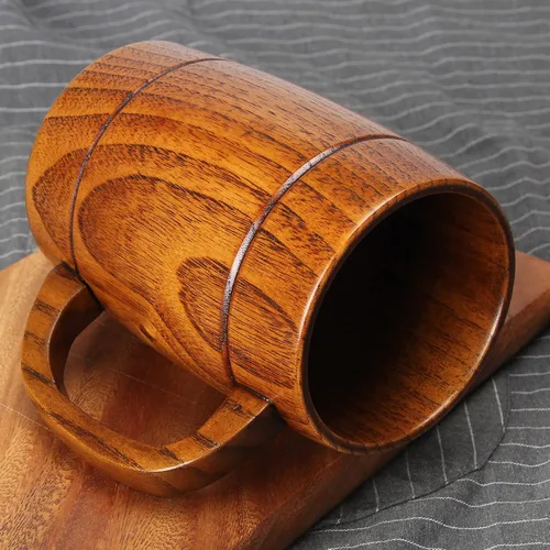 Miniatura 2 de Taza grande de cerveza de madera de 18 onzas, regalo para hombres y mujeres, taza vikinga vintage grande, rústica y fresca, jarra, hecha a mano
