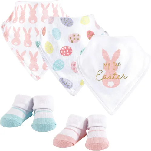 Miniatura 167 de Hudson Baby Conjunto de babero y calcetines unisex de algodón para bebé