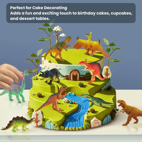 Miniatura 5 de Zippytots Juguetes de Dinosaurio para Niños de 3 a 5, Juego de 10 Piezas de Figuras de Dinosaurio de Plástico Realistas Incluyendo T-Rex