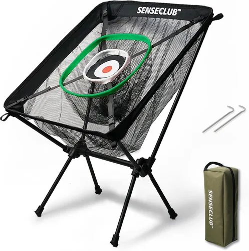 Miniatura 11 de SENSECLUB Red de astillado plegable y green flotante, objetivo de astillado de práctica de golf interior, juego de golf de patio trasero y regalos