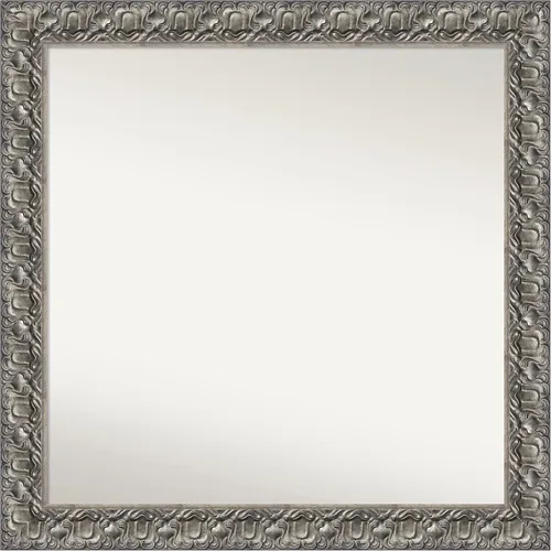 Miniatura 372 de Amanti Art Espejo de baño plateado para sobre fregadero, 26 x 26 pulgadas, espejo cuadrado de níquel pulido, marco de madera tradicional mediano, se
