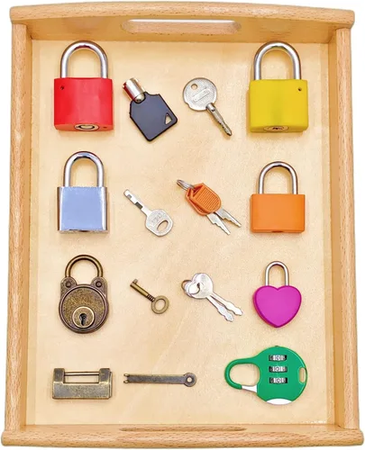 Miniatura 7 de Montessori - Juego de juguetes de cerradura y llave para niños, juguetes educativos con cerraduras y llaves, materiales Montessori para educación