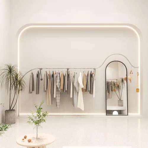 Miniatura 7 de Perchero Boutique Display rack, Tienda de ropa Muebles de exhibición montado en la pared Perchero colgante de ropa, Sistema de estantes de ropa