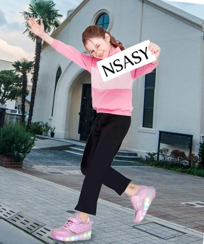 Miniatura 5 de Nsasy - Zapato deportivo para niña con ruedas para patinar y luces. Tenis deportivo con luces Led para niñas, regalo navideño para niños, rosado