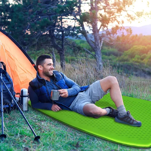 Miniatura 5 de Giantex Colchoneta de dormir para camping, alfombrilla autoinflable con esponja, colchón de aire impermeable para camping con bolsa de transporte
