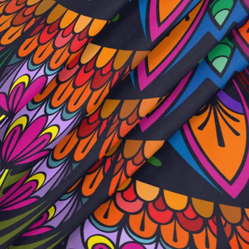 Miniatura 4 de cfpolar Mantel redondo con diseño mandala y borde elástico, mantel étnico lavable y limpiable con flores coloridas, funda de mesa de poliéster