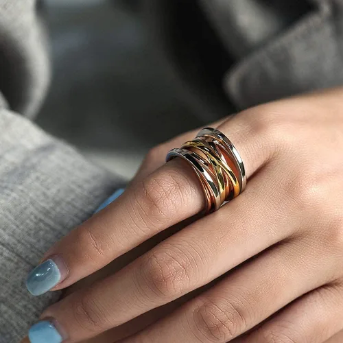 Miniatura 3 de CIUNOFOR Anillo de cruz de 0.539 in para mujer, anillo de compromiso chapado en oro rosa, plata, oro, grabado personalizado