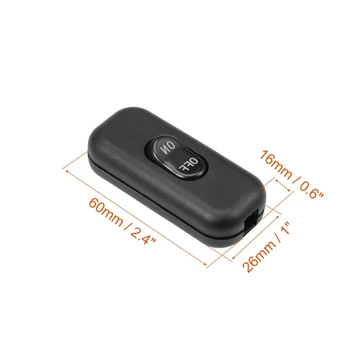 Miniatura 2 de Interruptor de cable en línea AC 250V 6A Interruptor DPST de control de encendido/apagado, [para lámpara, iluminación de dormitorio] - 2.4 x 1