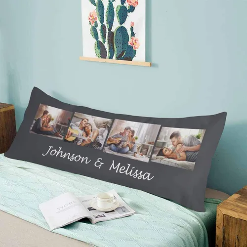 Miniatura 2 de InterestPrint Funda de almohada corporal personalizada de 21 x 60 pulgadas, con nombre de imagen, imagen, texto, funda de almohada corporal para N.º