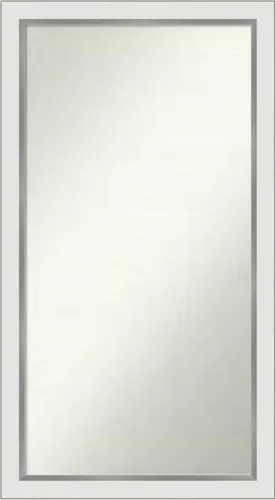 Miniatura 361 de Amanti Art Espejo de baño blanco para sobre el fregadero, 30 x 35 pulgadas, espejo de tocador rectangular estrecho de Eva de oro blanco, marco