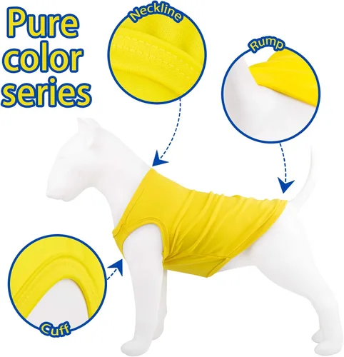 Miniatura 6 de Hozz 4 camisas para cachorros de perro y gato, tamaño pequeño, negro, azul, amarillo, rojo, mezcla de algodón, simples y clásicas, verano y todas