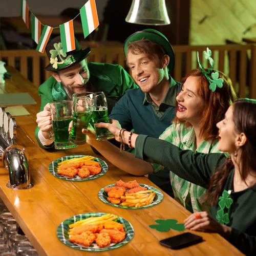 Miniatura 7 de Rtteri 50 platos de papel del día de San Patricio, platos desechables de tréboles de la suerte de 9 pulgadas, platos redondos para fiestas