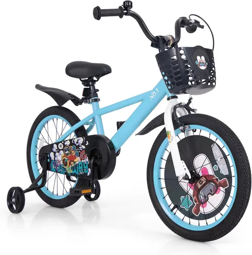 Miniatura 16 de BABY JOY Rabbit Pilot - Bicicleta deportiva para niños, 12, 14, 16, 18 pulgadas, bicicleta infantil para 3-8 años con altura ajustable, ruedas