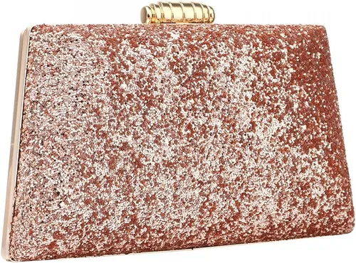 YYW Bolso de noche brillante con purpurina para fiesta, bolso de hombro con cadena extraíble