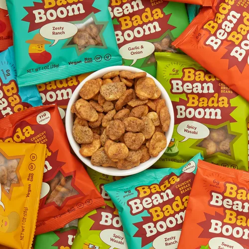 Miniatura 7 de Bada Bean Bada Boom, Bocadillos Crujientes de Habas Tostadas (Fava), Alto en Proteína, Vegano, Sin Gluten - Paquetes de 110 Calorías, Sabor Ala