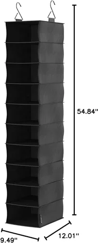 Miniatura 7 de ClosetMaid 20502 Organizador de armario colgante de tela de 10 estantes para zapatos, sombreros, bolsos, ropa con acabado negro carbón