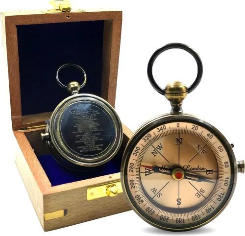 Regalos de brújula grabada con poema con caja de madera, regalo inspirador para hombres, mujeres, niños y niñas, ideas de regalo para graduación,