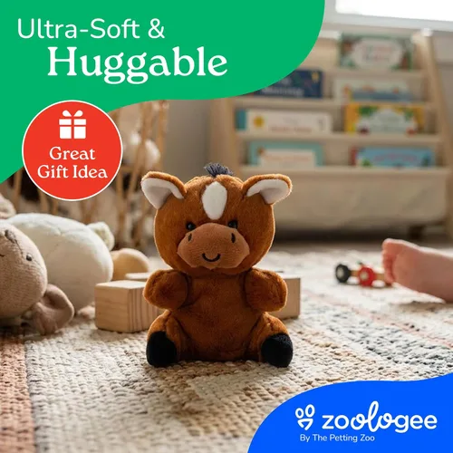 Miniatura 8 de The Petting Zoo Peluche de caballo de peluche, regalos para niños, animales de vida silvestre Nuggetz, juguete de peluche de caballo marrón, 6