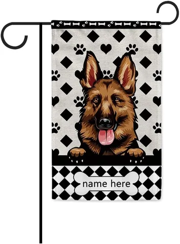 Miniatura 34 de Bandera personalizada de jardín para perro, lindo perro salchicha salchicha, lunares, búfalo, bandera a cuadros para decoración del hogar al aire