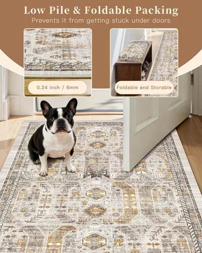 Miniatura 22 de Madane Tapete lavable de 2 x 10 pies para pasillo, cocina, recibidor, clásico, suave, antideslizante para interiores, casa de campo, baño, sala