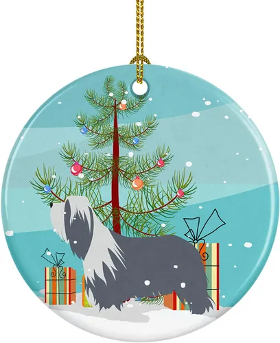 Miniatura 9 de Caroline's Treasures Bulldog inglés «Merry Christmas» adorno de cerámica para árbol de Navidad, decoración colgante para el hogar, Navidad, fiestas