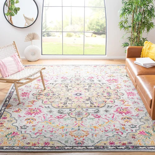 Miniatura 25 de SAFAVIEH Colección Madison MAD447B - Tapete bohemio con medallón antiguo y elegante, no desprende pelusa, para la sala, dormitorio, comedor