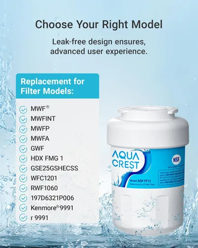 Miniatura 6 de AQUA CREST AQF-FF13 Reemplazo para filtro de agua para refrigerador GE® MWF®, SmartWater® MWFP, MWFINT, MWFA, GWF, HDX FMG-1, Kenmore® 9991