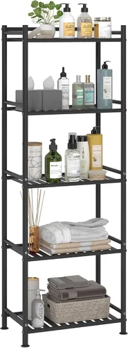 Miniatura 11 de Esquinero de almacenamiento de 4 niveles para el baño, estante abierto de pie, estante de esquina de metal para la cocina, salón, pasillo