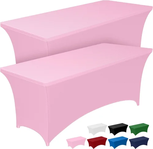 Miniatura 27 de Pureegg - Juego de 2 manteles de elastano ajustables de 1,2 m para mesas rectangulares, mantel elástico y sin arrugas para mesa de masajes, fiestas