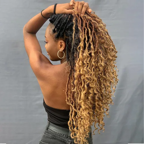 Miniatura 31 de Rastas sintéticas de cabello de ganchillo de 10 pulgadas, cabello de ganchillo Ombre Goddess Locs para mujer, trenzas de ganchillo suaves y rizadas