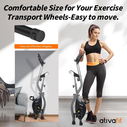 Miniatura 5 de ATIVAFIT Bicicleta de ejercicio plegable fitness para interiores, bicicleta de ciclismo magnética 3 en 1 vertical y reclinada con bandas de Gris