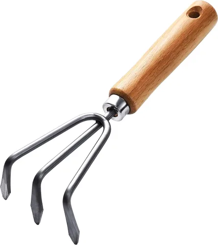 Garden Helper Herramienta de jardín cultivador de mano 3 garras para plantar, rastrillo de mano de jardín de acero inoxidable japonés, mango de