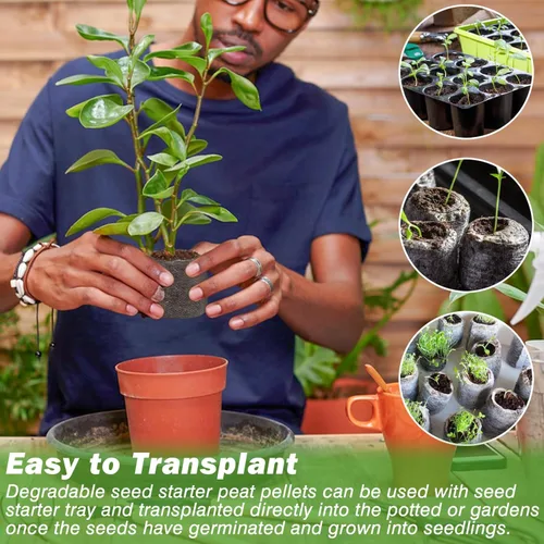 Miniatura 5 de ZeeDix 200 pellets de turba de 1.417 in para el inicio de semillas, cápsulas de tierra comprimidas para verduras, hierbas y flores, jardinería 200
