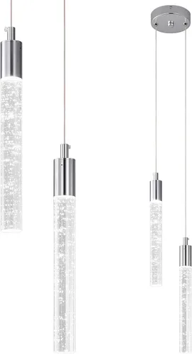 Miniatura 32 de Iluminación de Isla de Cocina Accesorio de Luz Moderna Lámpara Colgante Dorada Regulable LED Acabado de Latón Mini Luces Colgantes de Cristal
