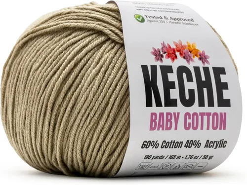 Miniatura 86 de Keche Hilo de algodón, 60% algodón, 40% hilo acrílico, hilo de algodón suave para crochet y tejer, hilo amigurumi, 1 madeja/bola, 1.76 onzas (50g)
