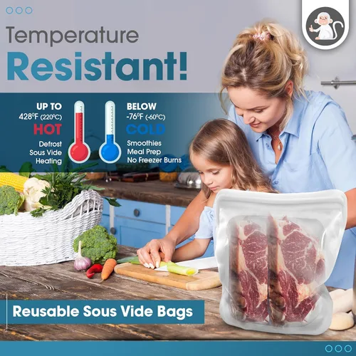 Miniatura 3 de Albino Monkey Bolsa de almacenamiento de alimentos de silicona reutilizable XXL de 1 galón (135 onzas), bolsa hermética a prueba de fugas