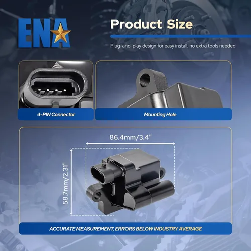 Miniatura 9 de ENA Paquete de bobinas de encendido cuadradas UF271 compatible con Chevy Silverado 1500 GMC Sierra 3500 Yukon Cadillac Escalade Hummer H2 Isuzu NPR