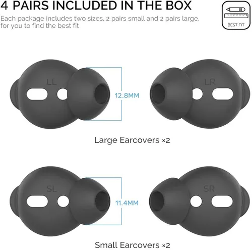 Miniatura 2 de AhaStyle 4 pares de almohadillas de silicona para auriculares AirPods compatibles con Apple AirPods (2 pares grandes y 2 pares pequeños, negro)