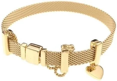 Miniatura 5 de Juego de pulsera de plata de ley 925 real de oro rosa con reflejos originales para mujer pulsera de abalorios joyería de bricolaje