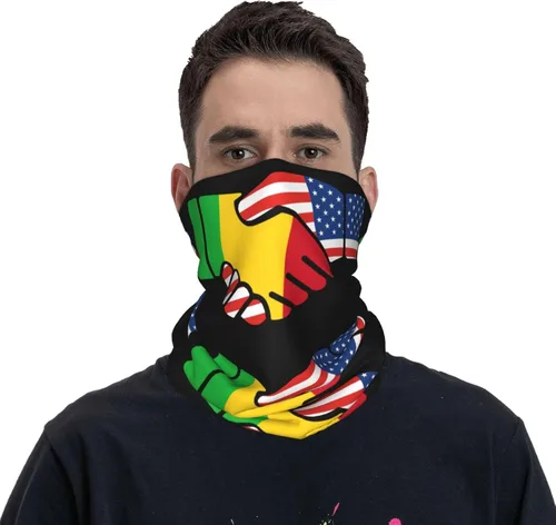 Miniatura 3 de Neck Gaiter Mali Malian American Flag USA Handshake Face Cover Scarf Uv Sun Protection Balaclava Head Mask for Men Women Fishing Mask Hiking Cycling