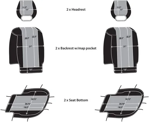 Miniatura 7 de CarsCover Fundas para asiento delantero de auto, de neoprene, hecho a medida para Ford F150 F250 F350, Pickup, color gris y negro, para asiento