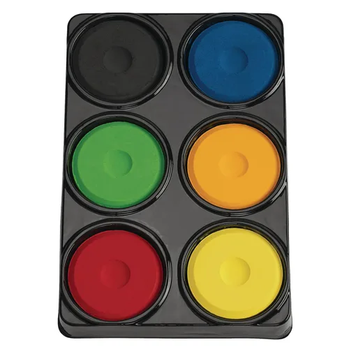 Colorations 6TCA - Pastel de pintura al temple de 6 colores en bandeja, negro, azul, verde, naranja, 1 unidad (paquete de 1)