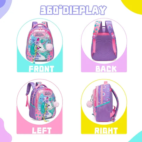 Miniatura 3 de Mochila para niñas de 16 pulgadas, mochilas para niñas para la escuela, mochila de lentejuelas con lonchera para estudiantes de primaria