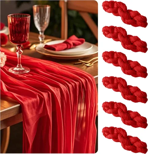 Miniatura 8 de 6 caminos de mesa de gasa de 10 pies para arco de boda rústico, decoración de baby shower, fiesta de cumpleaños (6, verde oliva oscuro)