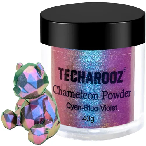 Miniatura 10 de TECHAROOZ Chameleon - Polvo de mica, 8 frascos de 0.18 oz de polvo cromado para uñas de cambio de color, purpurina holográfica para suministros de A