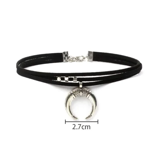 Miniatura 7 de FMR Gargantilla de luna creciente para mujer, collar de luna, collar de terciopelo negro, collar vintage de múltiples capas, collar con colgante