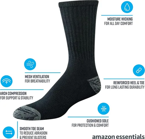Miniatura 2 de Tienda Essentials Calcetines de trabajo acolchados de algodón para hombre, 4 pares