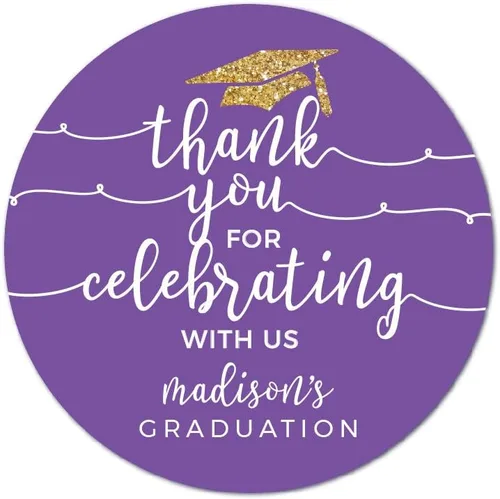 Miniatura 20 de Andaz Press Colección de fiesta de graduación con purpurina de color morado real y dorado, pancarta colgante con cuerda, Congrats Grad!, 5 pies, 1