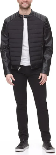 Miniatura 2 de DKNY Chaqueta acolchada de cuero sintético para hombre de motocros Racer