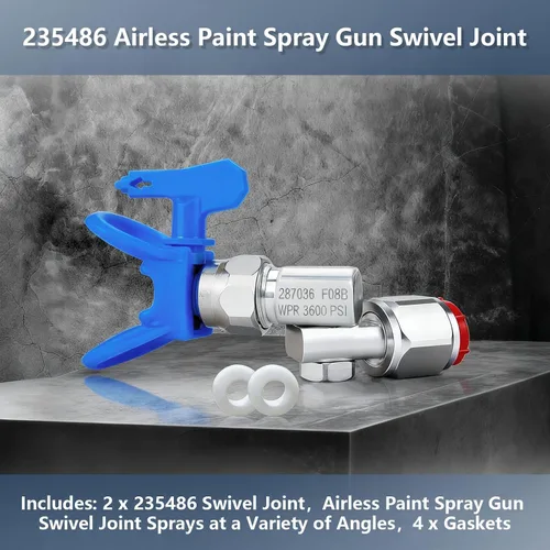 Miniatura 2 de 2 paquetes 235486 pistola giratoria de pintura sin aire, rosca de 7/8 pulgadas, rotación de 180 grados, compatible con pulverizadores Graco, presión